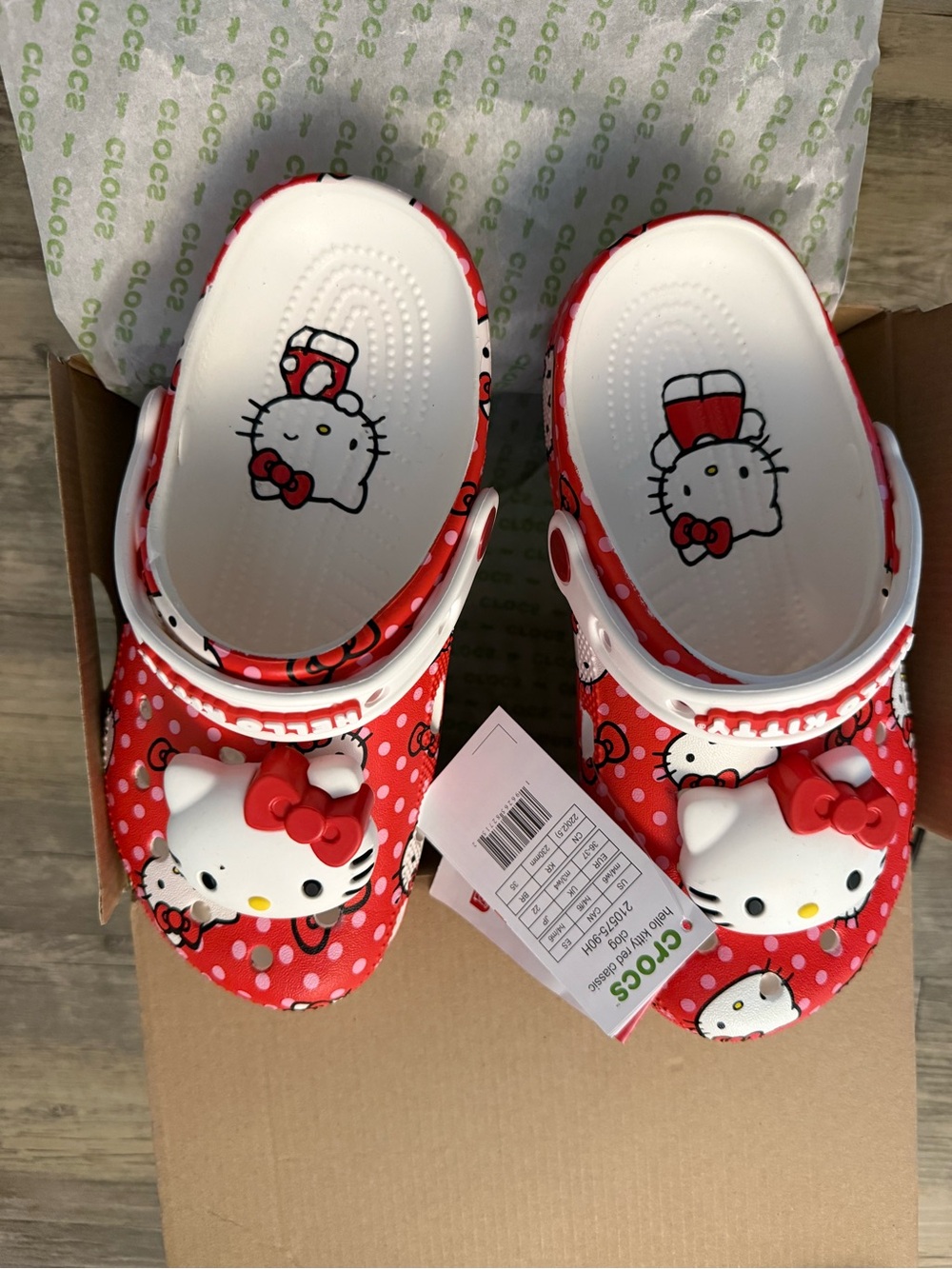 CROCS Hello Kitty Red and White Clog Sandals